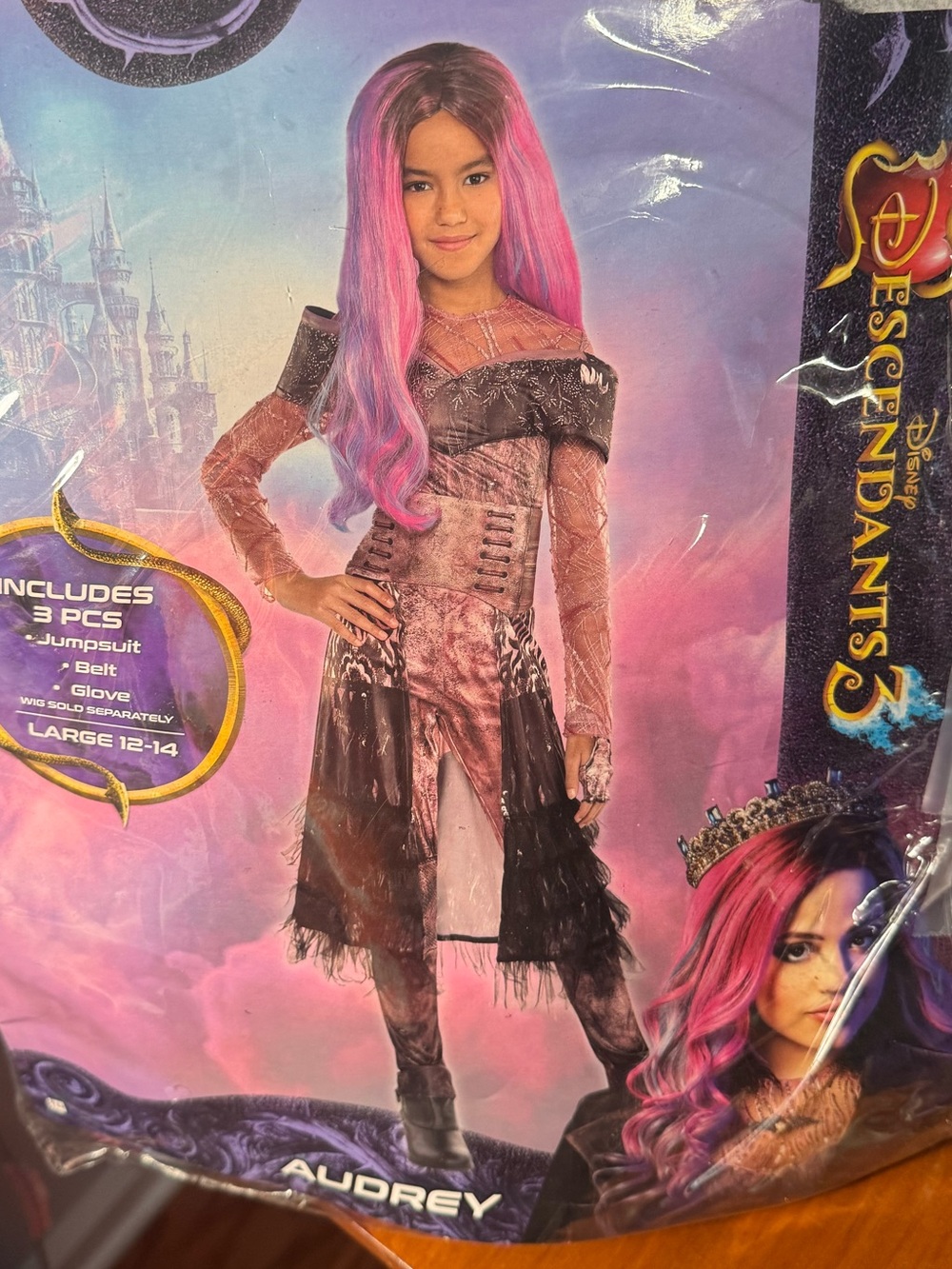 Disney Descendants Audrey Costume in Pink Black - 4 pc crown included no wig
